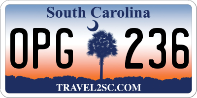 SC license plate OPG236