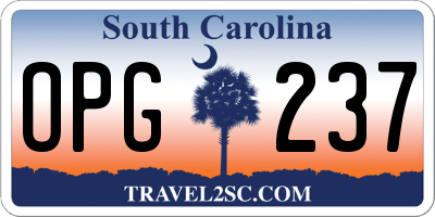 SC license plate OPG237
