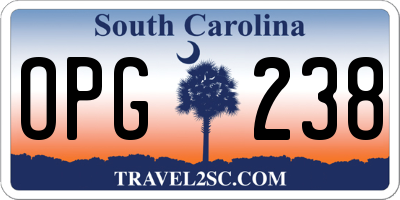 SC license plate OPG238