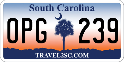 SC license plate OPG239