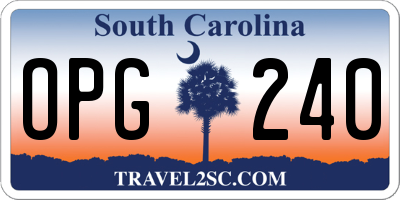 SC license plate OPG240