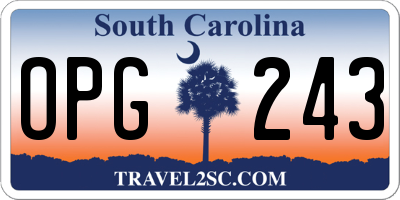SC license plate OPG243