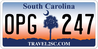 SC license plate OPG247