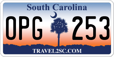 SC license plate OPG253
