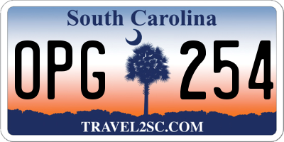 SC license plate OPG254