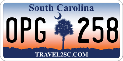 SC license plate OPG258