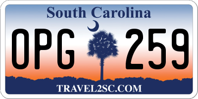 SC license plate OPG259