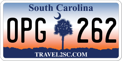 SC license plate OPG262