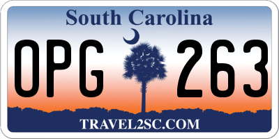 SC license plate OPG263