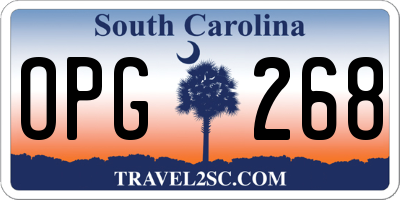 SC license plate OPG268