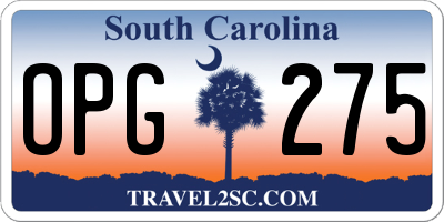 SC license plate OPG275