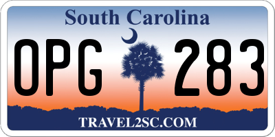 SC license plate OPG283