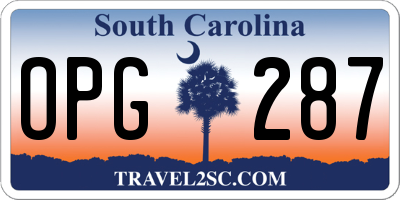 SC license plate OPG287