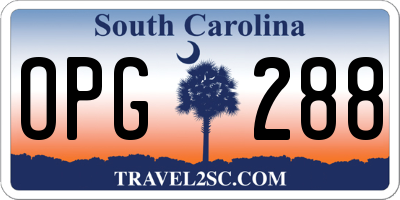 SC license plate OPG288