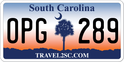SC license plate OPG289