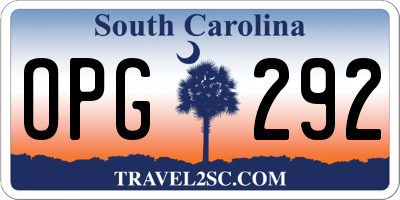 SC license plate OPG292