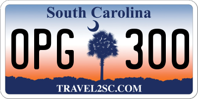 SC license plate OPG300