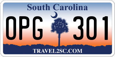 SC license plate OPG301