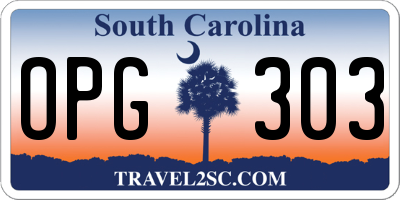 SC license plate OPG303