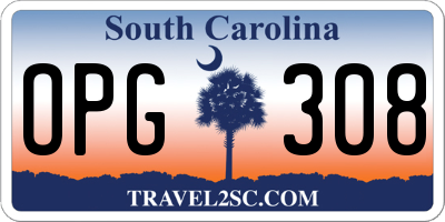 SC license plate OPG308