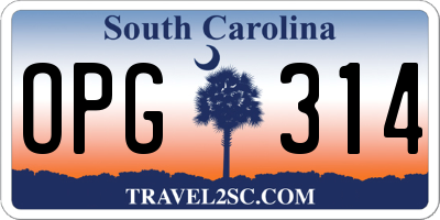 SC license plate OPG314