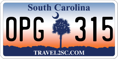 SC license plate OPG315