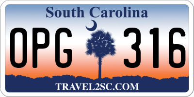 SC license plate OPG316