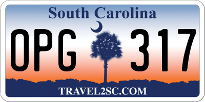 SC license plate OPG317