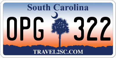 SC license plate OPG322