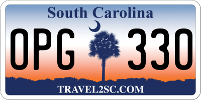 SC license plate OPG330