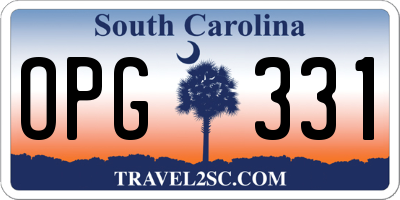 SC license plate OPG331