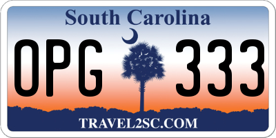 SC license plate OPG333