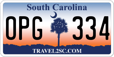 SC license plate OPG334