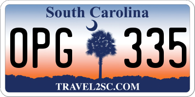 SC license plate OPG335