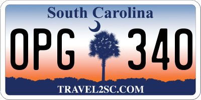 SC license plate OPG340