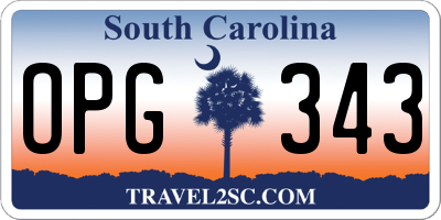 SC license plate OPG343