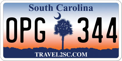 SC license plate OPG344