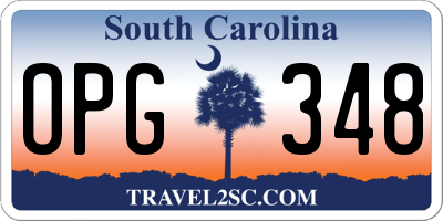 SC license plate OPG348
