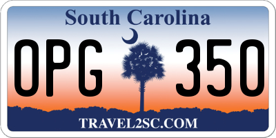 SC license plate OPG350