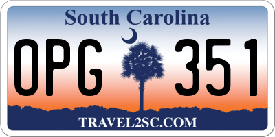 SC license plate OPG351