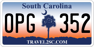 SC license plate OPG352