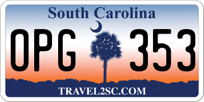 SC license plate OPG353