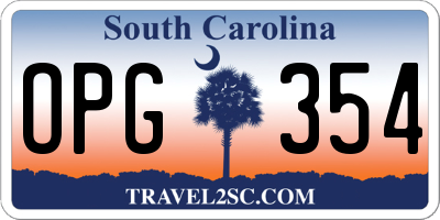 SC license plate OPG354
