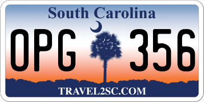 SC license plate OPG356
