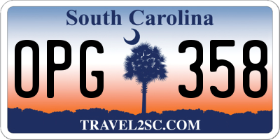 SC license plate OPG358