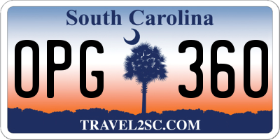 SC license plate OPG360