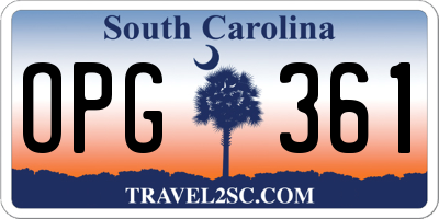 SC license plate OPG361