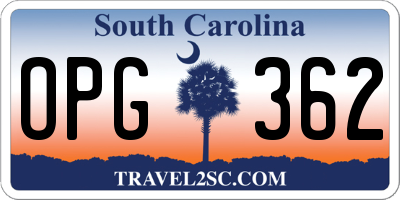 SC license plate OPG362