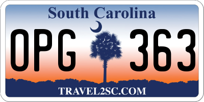 SC license plate OPG363