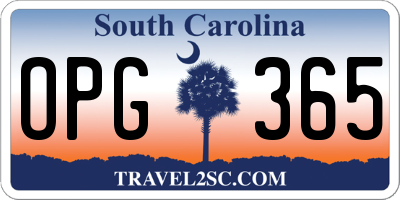 SC license plate OPG365
